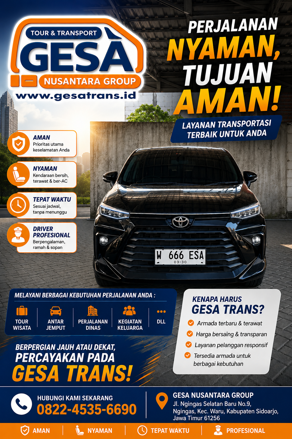 Gesa Trans – Layanan Sewa Mobil & Rental Mobil Surabaya, Sidoarjo, Jawa Timur dengan Driver/Sopir Profesional